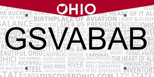GSVABAB Ohio License Plate