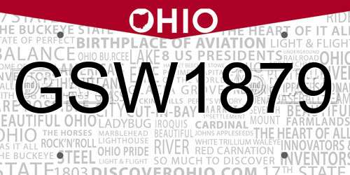 GSW1879 Ohio License Plate