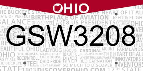 GSW3208 Ohio License Plate