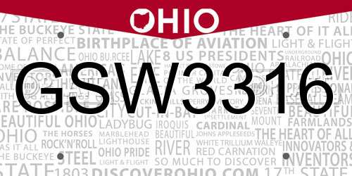 GSW3316 Ohio License Plate