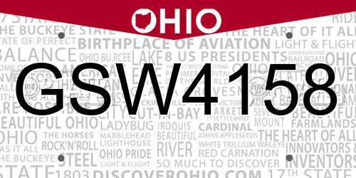 GSW4158 Ohio License Plate