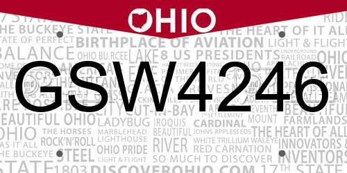 GSW4246 Ohio License Plate