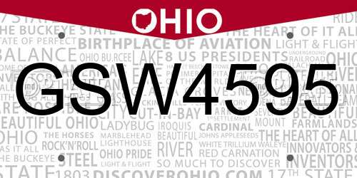 GSW4595 Ohio License Plate