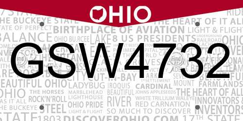 GSW4732 Ohio License Plate