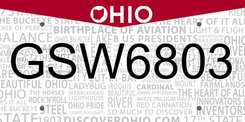 GSW6803 Ohio License Plate