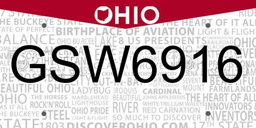 GSW6916 Ohio License Plate