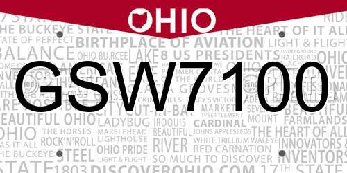 GSW7100 Ohio License Plate
