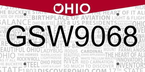 GSW9068 Ohio License Plate