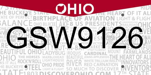 GSW9126 Ohio License Plate