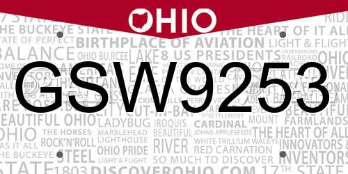 GSW9253 Ohio License Plate