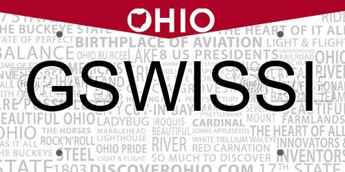 GSWISSI Ohio License Plate
