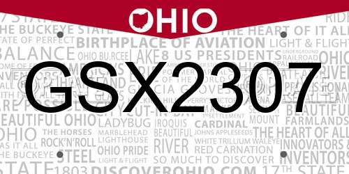 GSX2307 Ohio License Plate