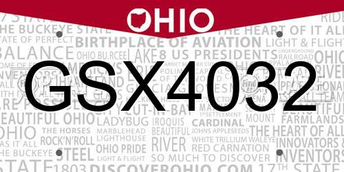 GSX4032 Ohio License Plate
