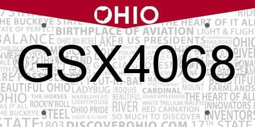 GSX4068 Ohio License Plate