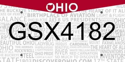 GSX4182 Ohio License Plate