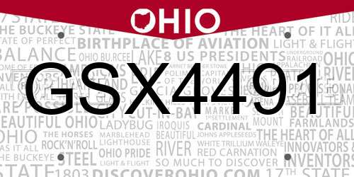 GSX4491 Ohio License Plate