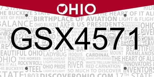 GSX4571 Ohio License Plate