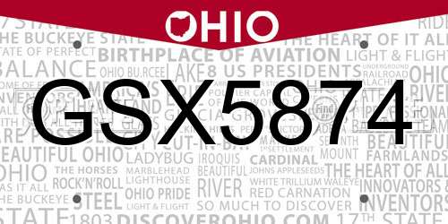 GSX5874 Ohio License Plate
