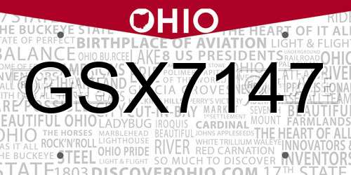 GSX7147 Ohio License Plate