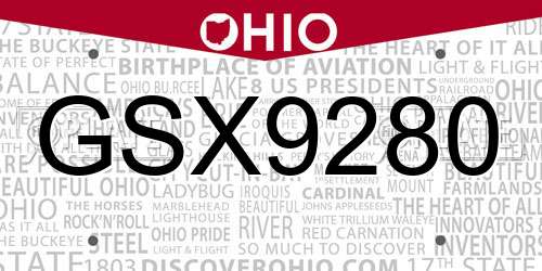 GSX9280 Ohio License Plate