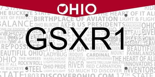 GSXR1 Ohio License Plate