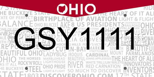 GSY1111 Ohio License Plate