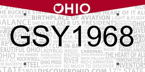 GSY1968 Ohio License Plate