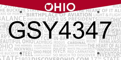 GSY4347 Ohio License Plate