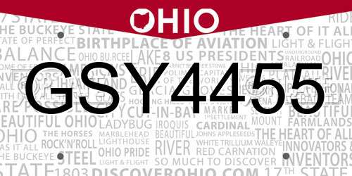 GSY4455 Ohio License Plate