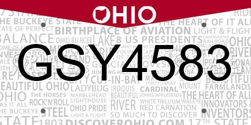 GSY4583 Ohio License Plate