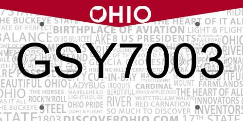 GSY7003 Ohio License Plate