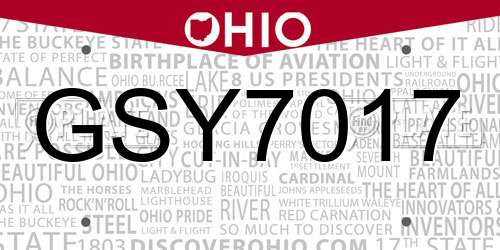 GSY7017 Ohio License Plate