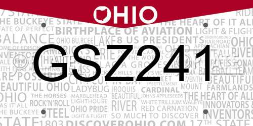 GSZ241 Ohio License Plate