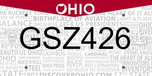 GSZ426 Ohio License Plate