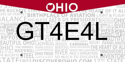 GT4E4L Ohio License Plate