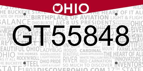 GT55848 Ohio License Plate