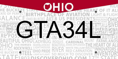 GTA34L Ohio License Plate