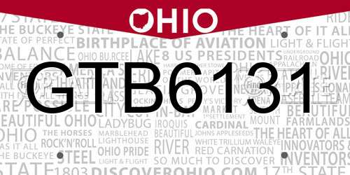 GTB6131 Ohio License Plate