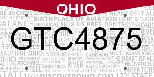 GTC4875 Ohio License Plate