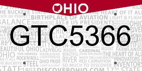 GTC5366 Ohio License Plate