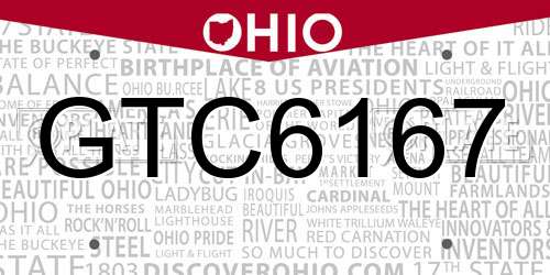 GTC6167 Ohio License Plate