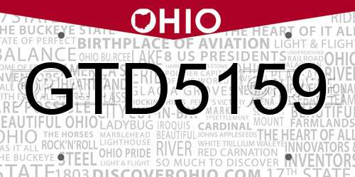 GTD5159 Ohio License Plate