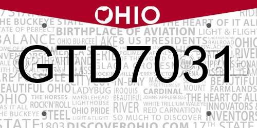 GTD7031 Ohio License Plate