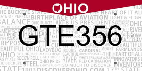 GTE356 Ohio License Plate