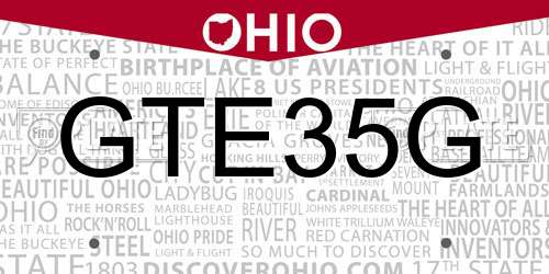 GTE35G Ohio License Plate