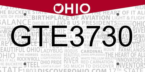 GTE3730 Ohio License Plate