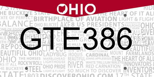 GTE386 Ohio License Plate