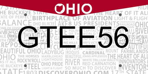 GTEE56 Ohio License Plate