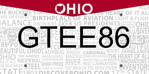GTEE86 Ohio License Plate