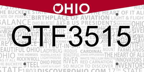 GTF3515 Ohio License Plate